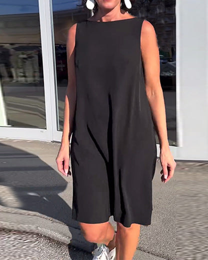 Abito senza maniche in tinta unita