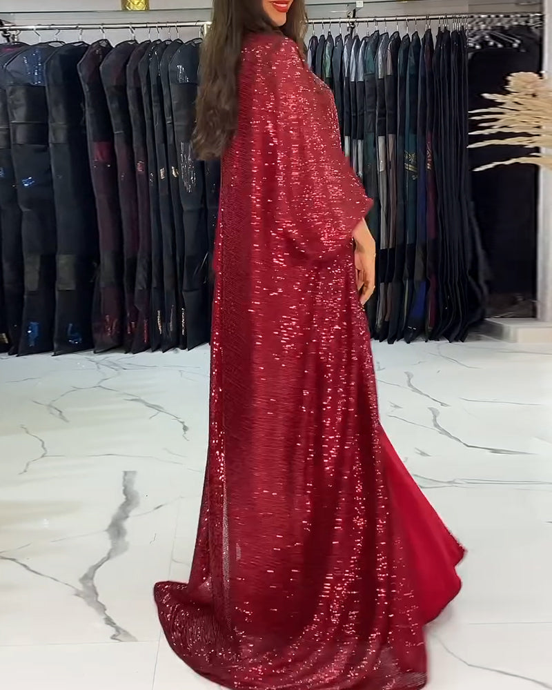 Personalized Sequined Floor-Length Dress 2024 f/w christmas party dresses