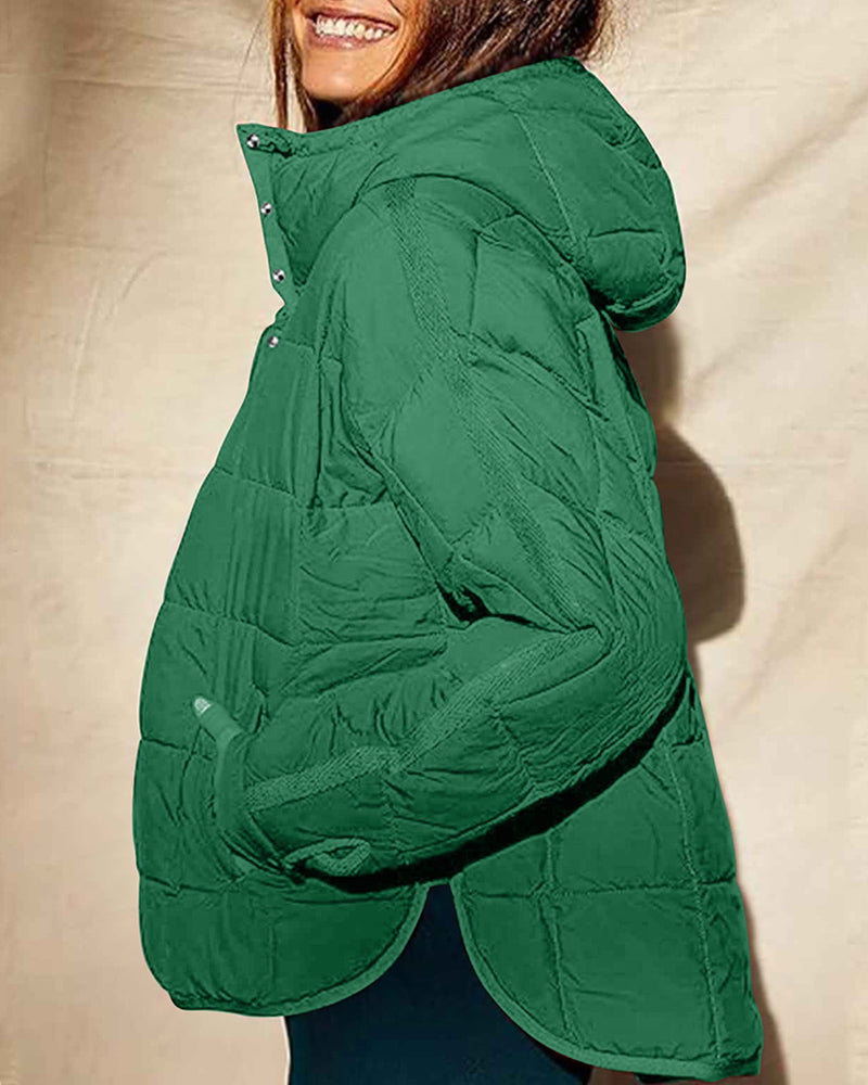 Casual solid color pocket hooded pullover padded jacket 2024 f/w padded jackets