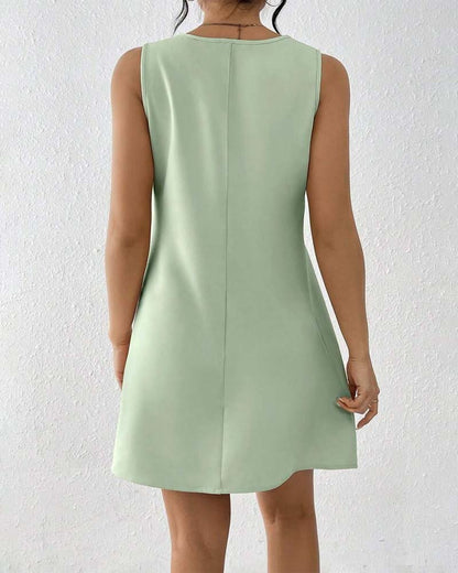 Slant Collar Sleeveless Elegant Dress