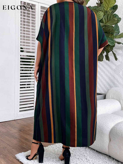 Plus Size Striped Maxi Dress with Pockets clothes dress dresses maxi dress Ship From Overseas Shipping Delay 09/29/2023 - 10/03/2023 Z@Q