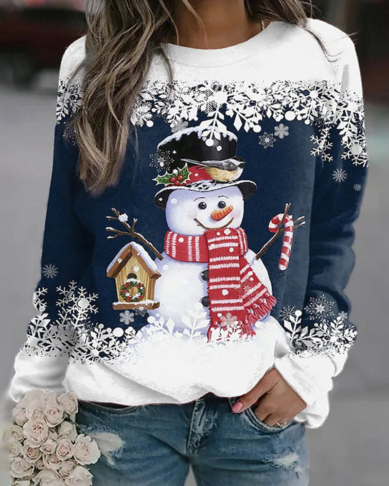 Multicolored Christmas sweatshirt with snowman print 23BF christmas sale Sweatshirts