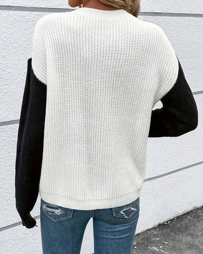 Patchwork Contrast Color Sweater