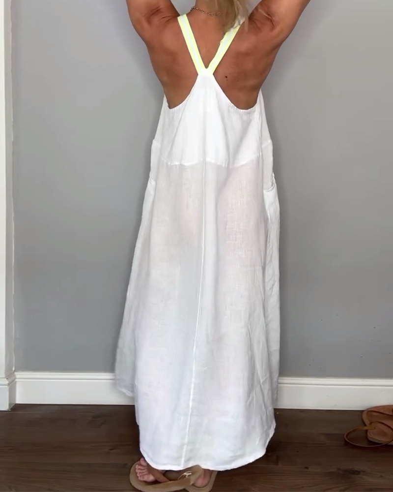 Einfarbiges, lässiges Hosenträgerkleid