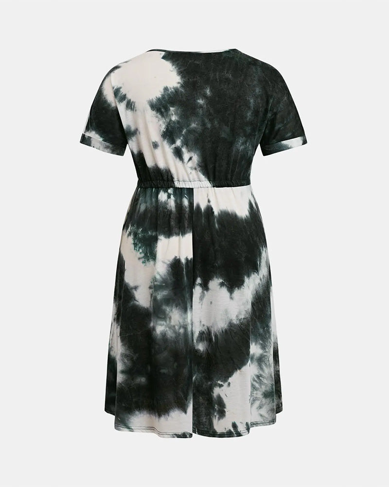V-Neck Tie-Dye Dress