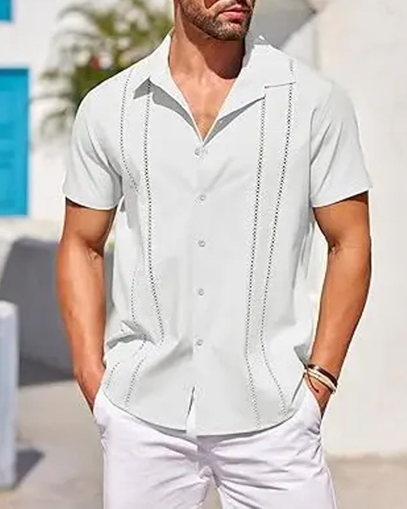 Men's Cuban Guayabera Shirt Short Sleeve Button Down Shirts