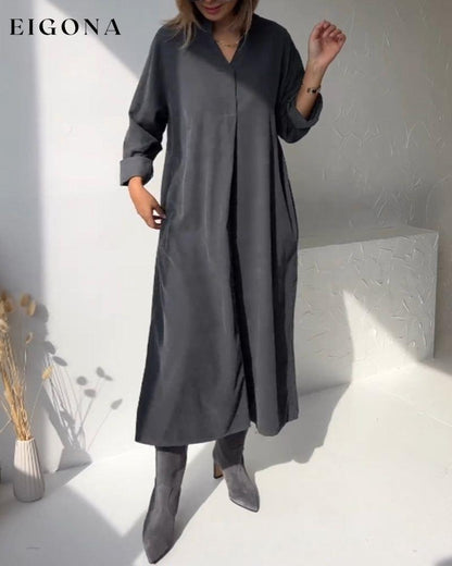 V-neck solid color pocket dress 2023 f/w 23BF casual dresses Clothes Dresses spring