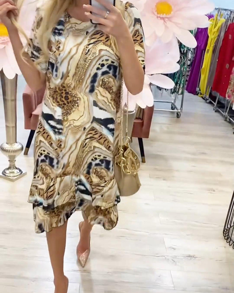 Retro Contrast Color Straight Dress