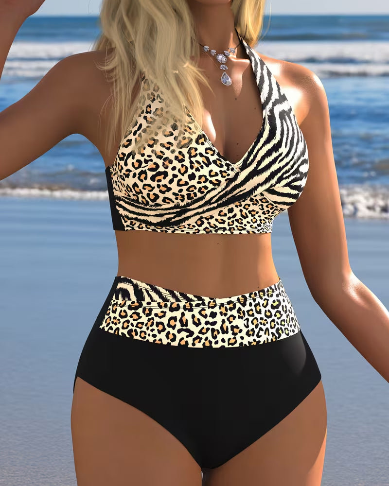 High Waist Leopard Zebra Print Bikini