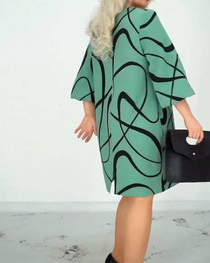 Printed Round Neck Fashionable Design Dress