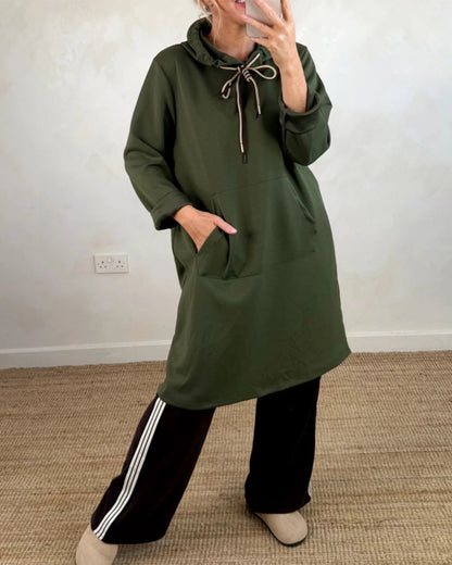 Oversized Hooded Dress with Pockets