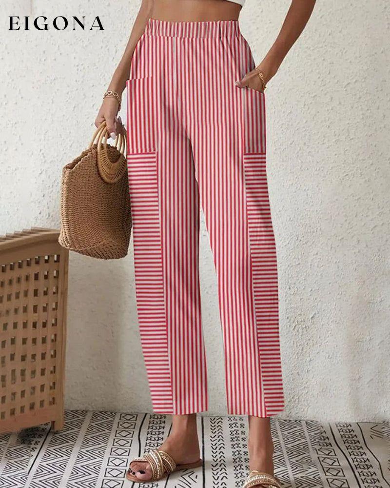 Pinstripe pocket casual pants pants spring summer