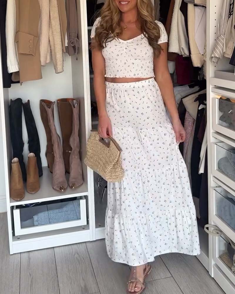 Holiday Floral Skirt Set