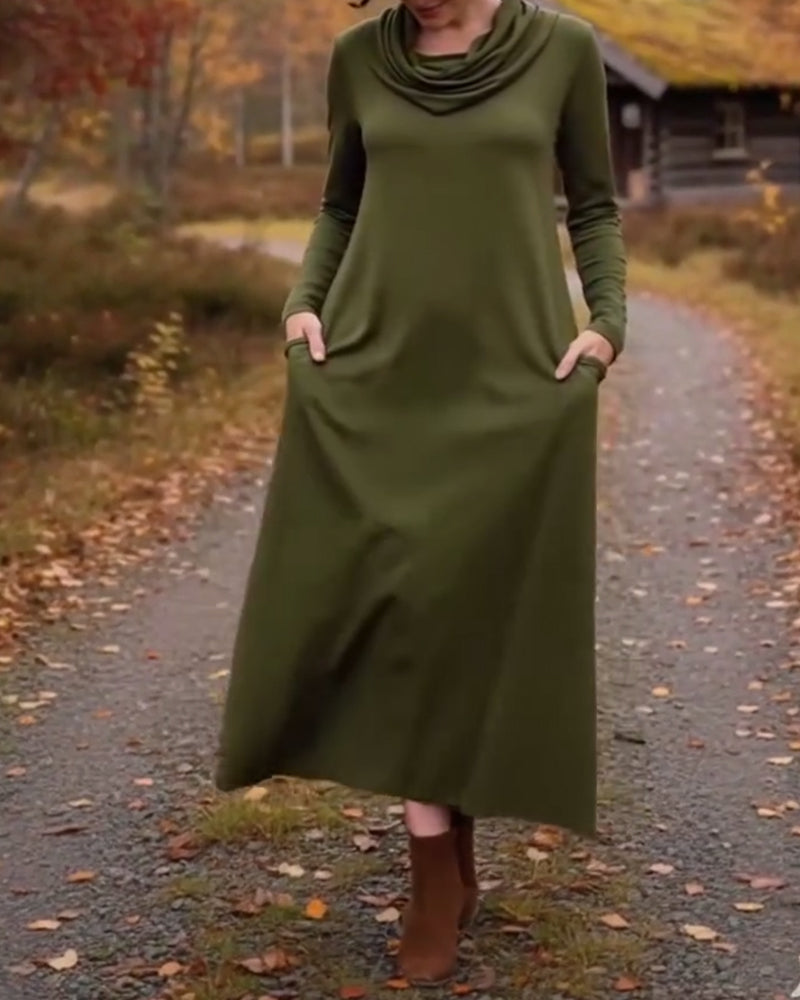 Casual Simple Solid Color Pocket Dress