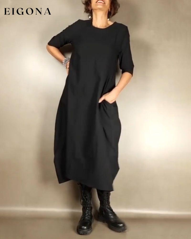 Loose A-Line Round Neck Pocket Dress 2023 f/w 23BF casual dresses Clothes Dresses spring