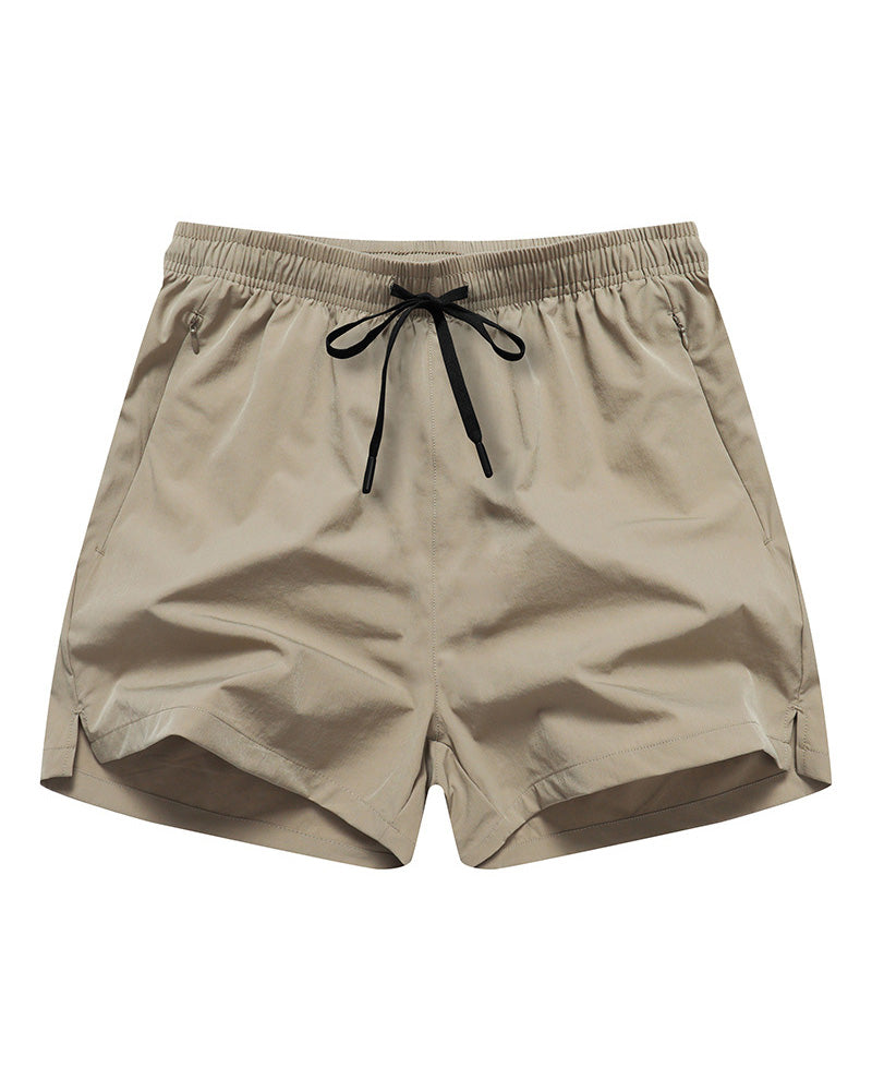 Men Elastic Waist Pocket Quick-Dry Ice Silk Sports Shorts