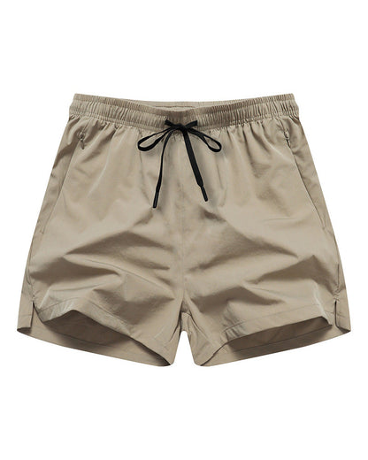 Men Elastic Waist Pocket Quick-Dry Ice Silk Sports Shorts