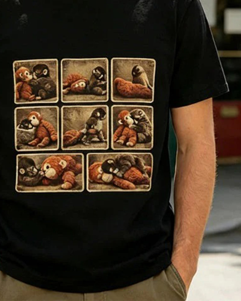 Vintage Monkey Print Short Sleeve T-Shirt