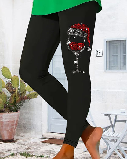 Wine Glass Print Leggings 2024 f/w Christmas leggings