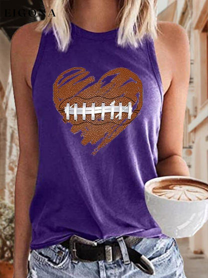 Women's Heart American Football Print Tank Top ball print