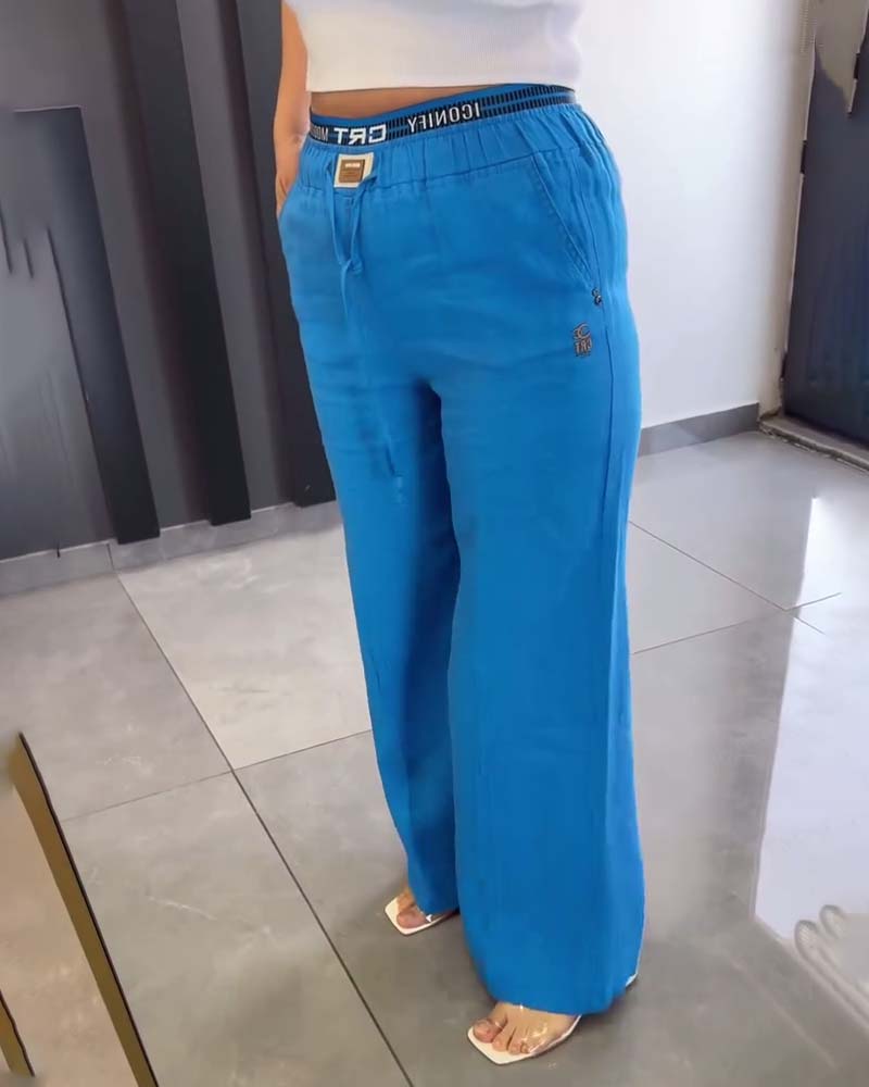 Elastic Drawstring Wide-Leg Casual Pants