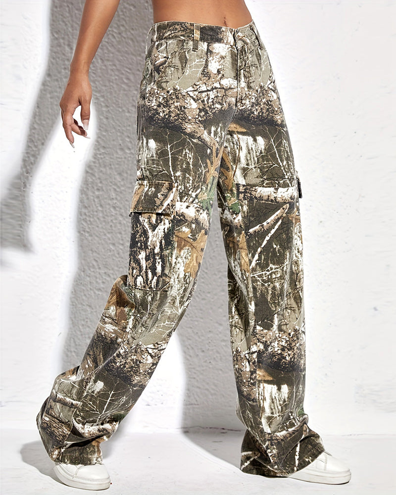 Camouflage print pocket cargo pants 2024 f/w pants spring