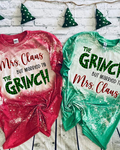 Mrs clause but married couples Christmas T-shirts 2024 f/w christmas Grinch spring summer t-shirts