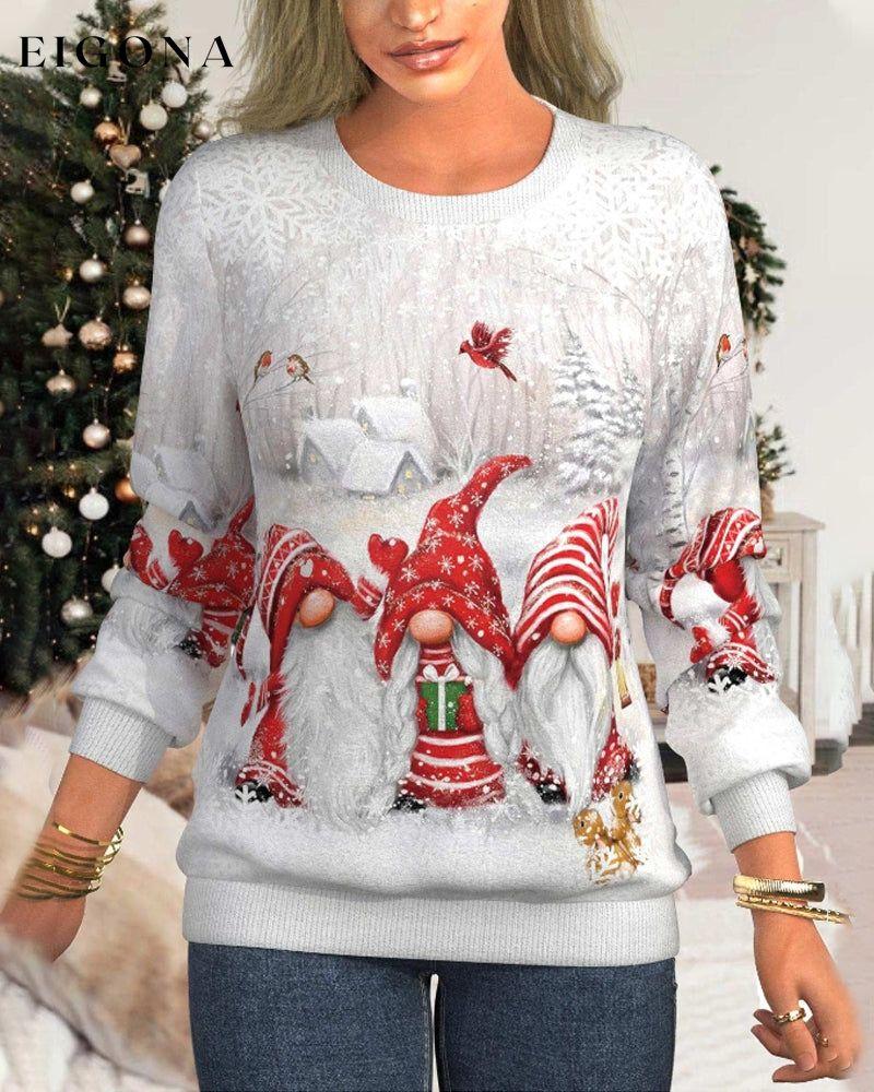 Christmas printed casual sweatshirt Gray 2023 f/w 23BF christmas Clothes sweatshirts