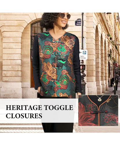 Retro-Chic Oriental Floral Embroidery Vest