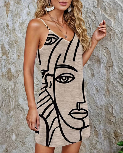 Strapless Face Casual Dress