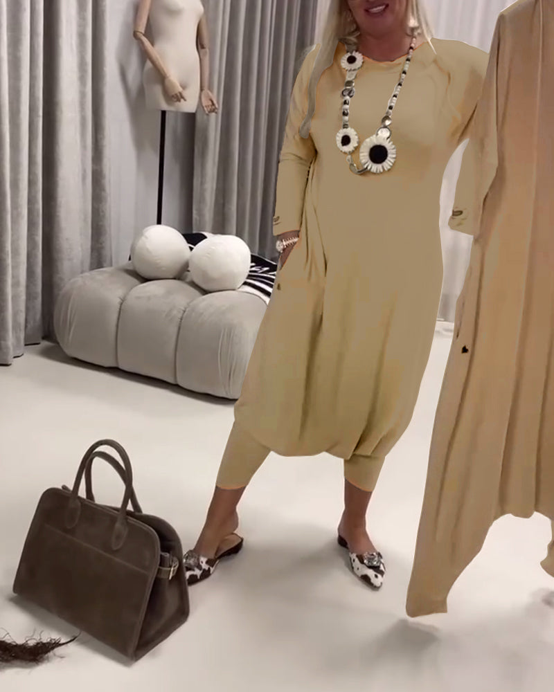 Einfarbiger, langärmliger Freizeit-Overall