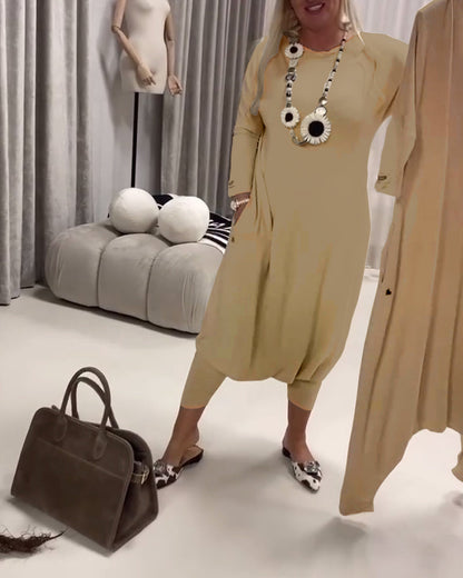 Einfarbiger, langärmliger Freizeit-Overall