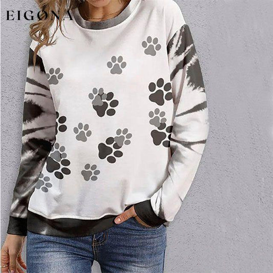 Cat Paw Print Casual T-Shirt White best Best Sellings clothes Plus Size Sale tops Topseller