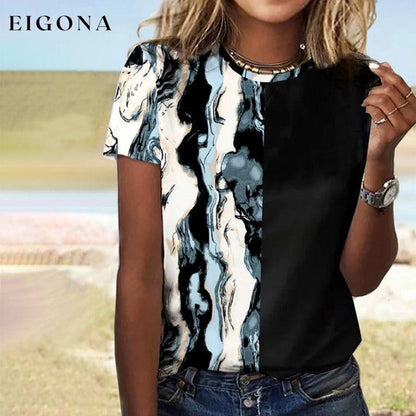 Abstract Print Color Block T-Shirt best Best Sellings clothes Plus Size Sale tops Topseller