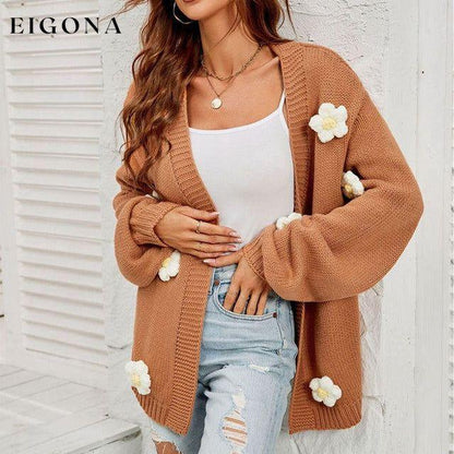 3D Flower Decorated Casual Cardigan best Best Sellings cardigan cardigans clothes Sale tops Topseller