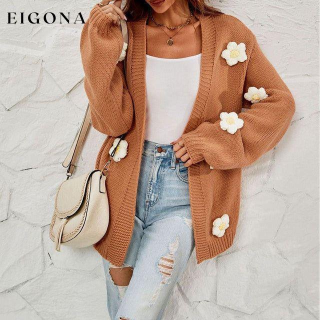 3D Flower Decorated Casual Cardigan best Best Sellings cardigan cardigans clothes Sale tops Topseller