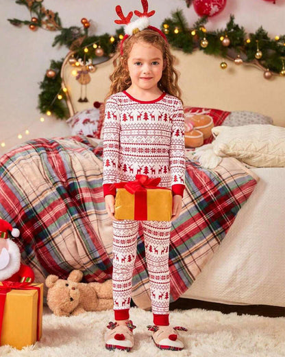 Reindeer Fairisle Allover Print Warm Long Sleeve Christmas Pajama Sets 2024 f/w Christmas matching family outfits two-piece sets