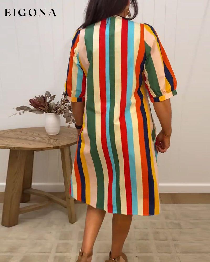 Casual loose colorful striped dress casual dresses summer