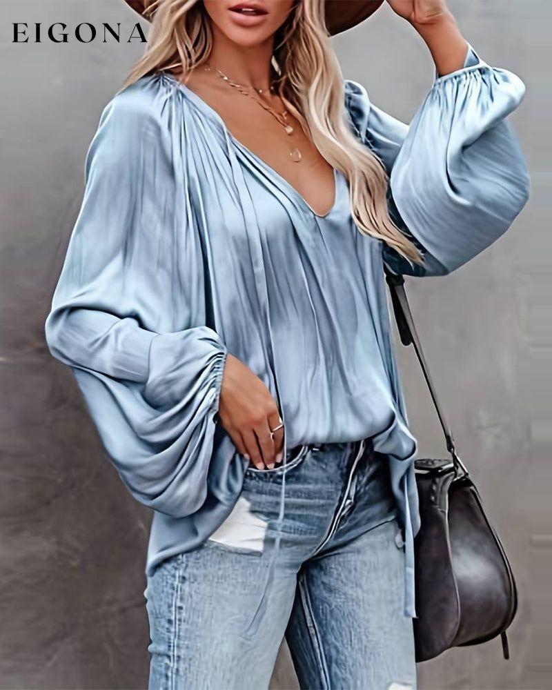 Elegant pleated solid color top blouses & shirts spring summer