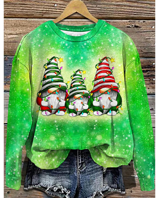 Women's Christmas Cute Gnome Print Casual Sweatshirt 2024 F/W Christmas Hoodies & Sweatshirts women's christmas