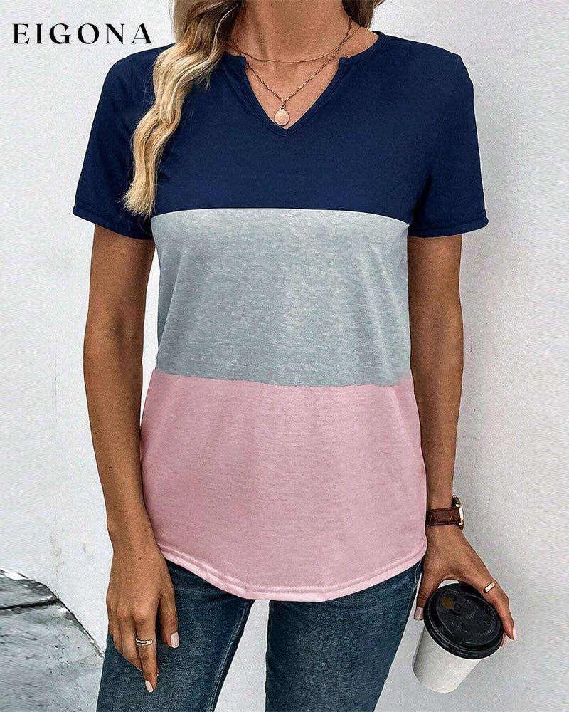 Simple color block short sleeve T-shirt spring summer t-shirts