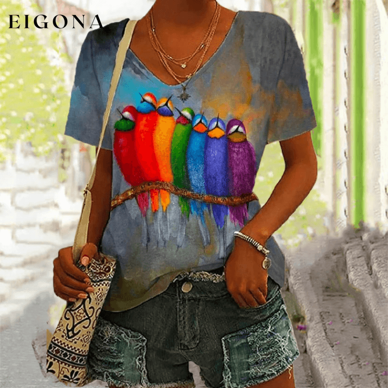 Colorful Abstract Bird T-Shirt Multicolor best Best Sellings clothes Plus Size Sale tops Topseller