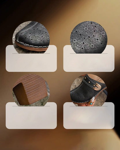 Covered Toe Chunky Heel Slip-On Sandals