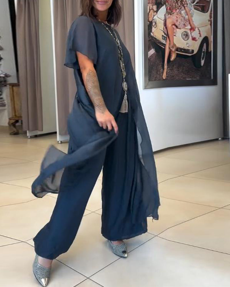 Temperament Bloomers Chiffon Set