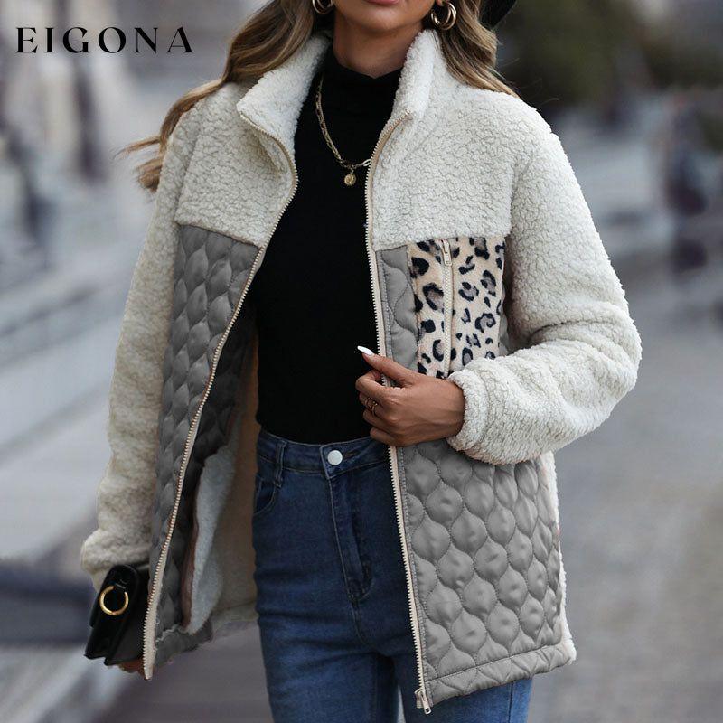 Patchwork Warm Plush Coat Gray best Best Sellings cardigan cardigans clothes Sale tops Topseller