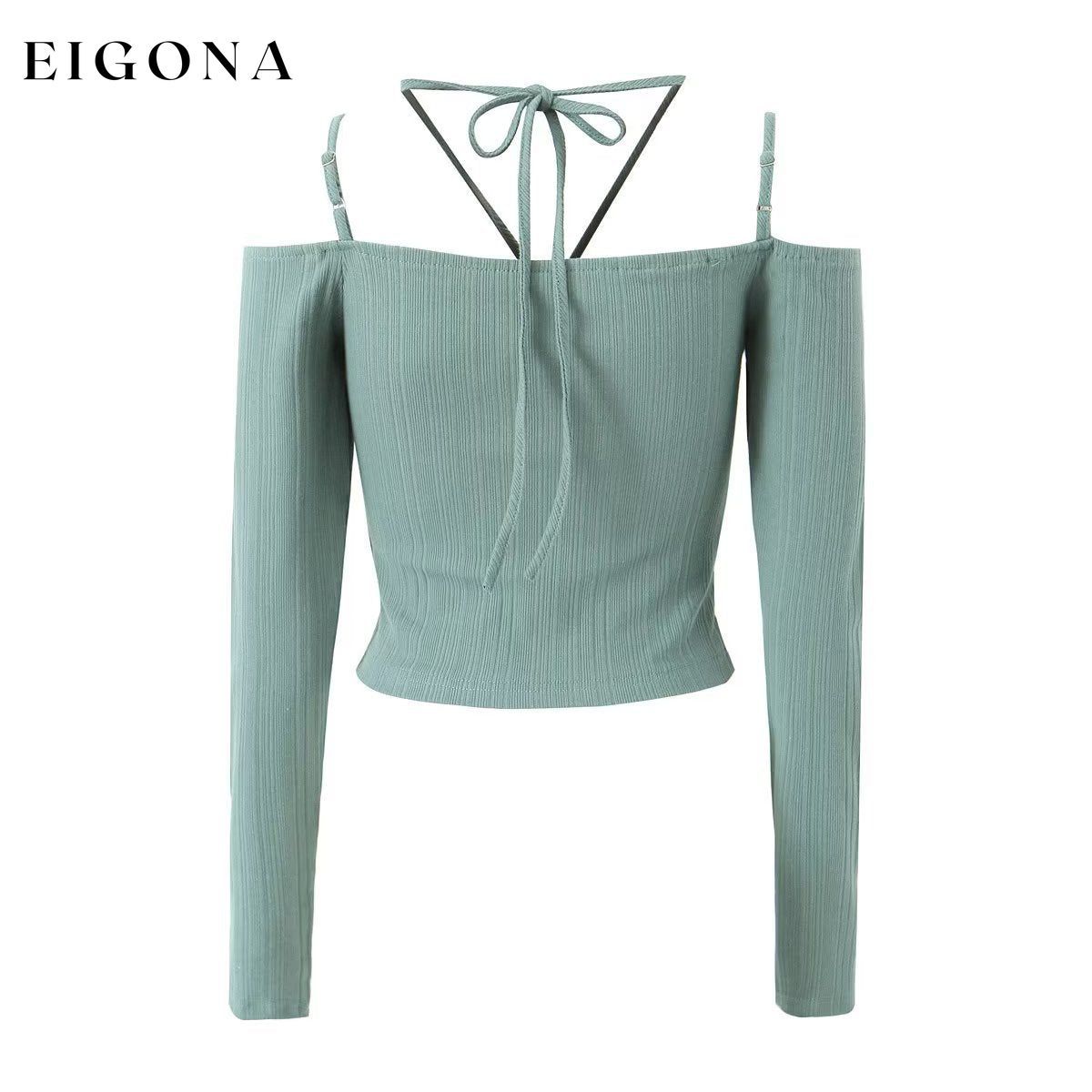 Autumn Two Color off Neck Long Sleeve Knitted T shirt Slim Fit Crop Top blouses clothes long sleeve tops off the shoulder shirt shirt shirts top tops
