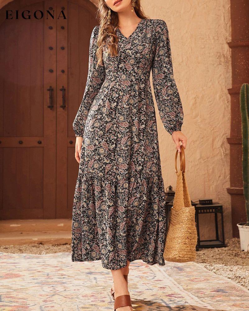 Elegant printed midi dress 2023 f/w 23BF casual dresses Clothes Dresses spring