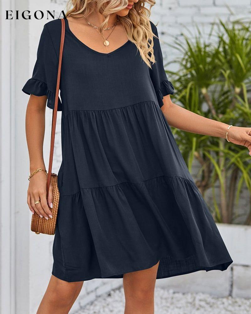 V-neck Dress with Ruffle Sleeves 23BF Casual Dresses Clothes Dresses Summer