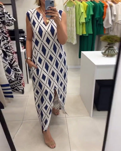 Sleeveless Diamond Slit Dress
