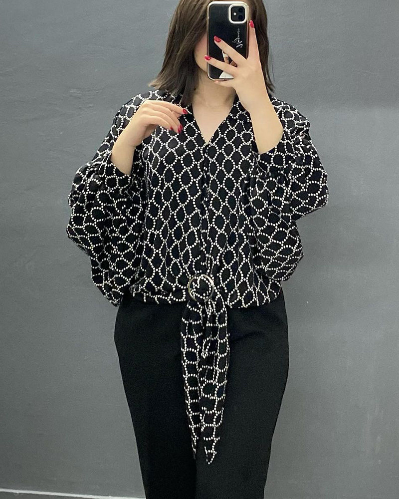 Fashion Loose Elegant Printed Shirt 2024 F/W blouses & shirts